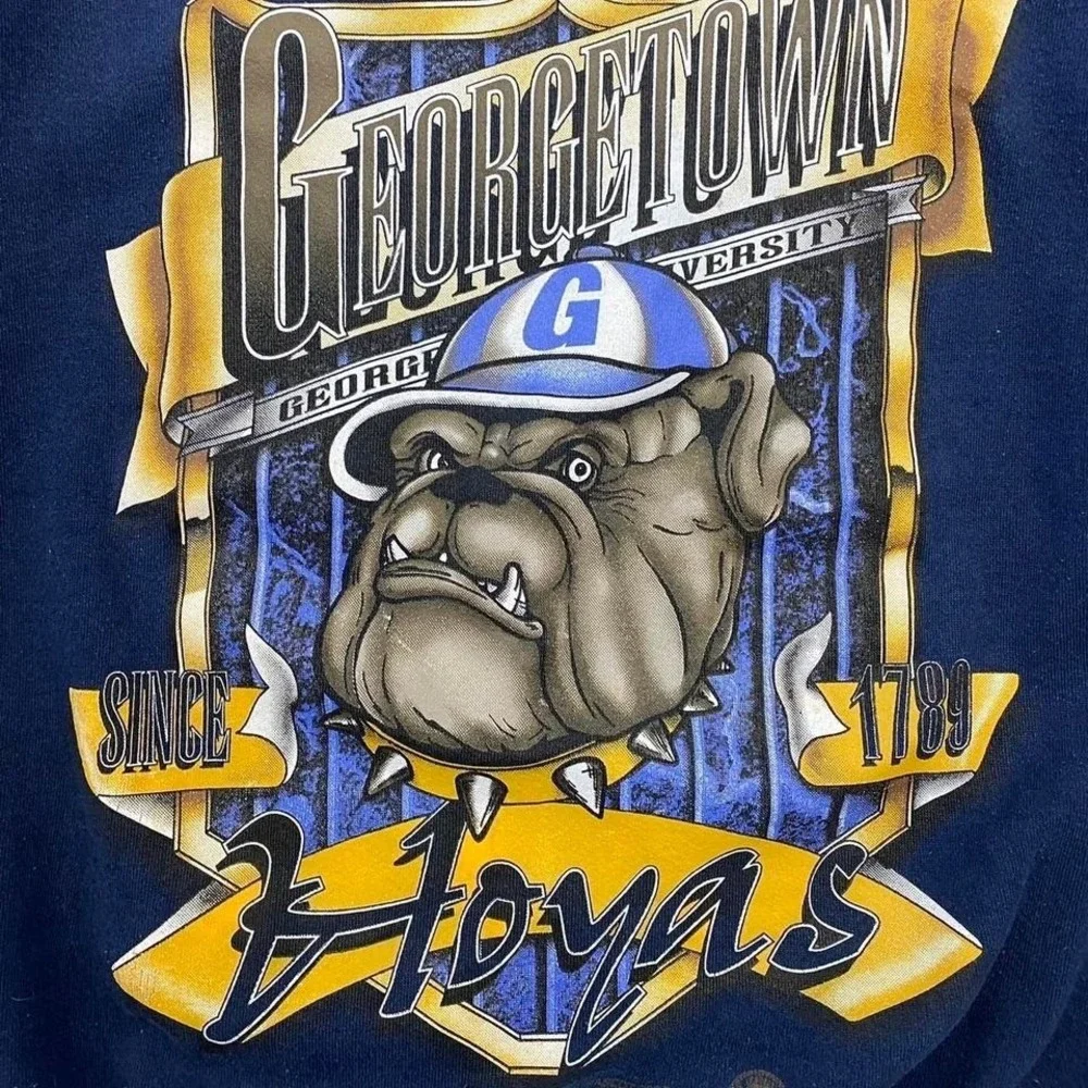 Vintage Georgetown Hoyas Mascot Tony Dorsett 90s College Crewneck Sweatshirt XL